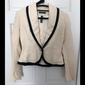 Lauren Ralph Lauren linen cream and black crop blazer
